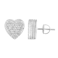 Thumbnail for MEN'S EARRING 1/2 CT ROUND/BAGUETTE DIAMOND 10K WHITE GOLD
