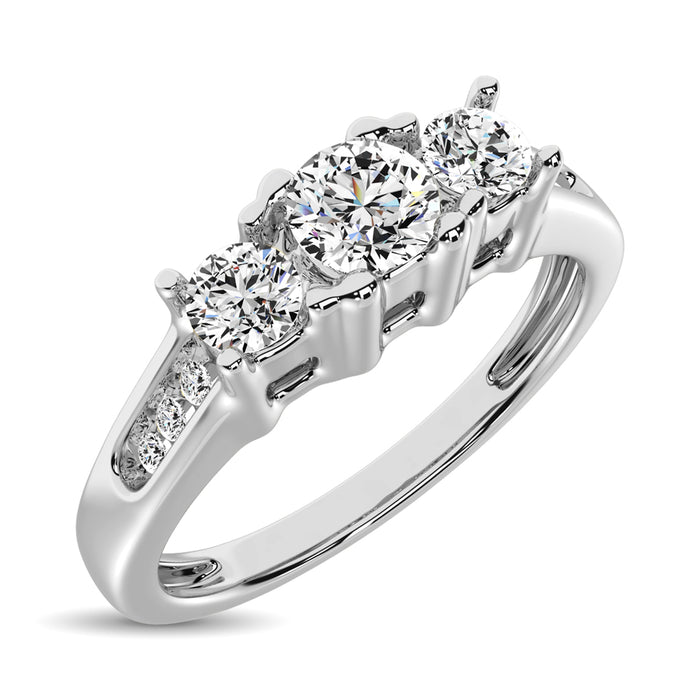 10K White Gold 1/2 Ct.Tw. Diamond Three Stone Ring