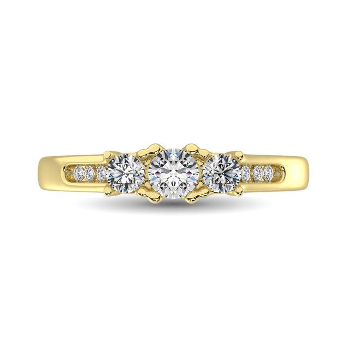 10K Yellow Gold 1/2 Ct.Tw. Diamond Three Stone Ring