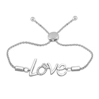 Thumbnail for LADIES LOVE BOLO BRACELET 1/10 CT ROUND DIAMOND  SILVER WHITE YELLOW PLATED