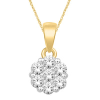 Thumbnail for 14K Yellow Gold 1/2 Ct.Tw. Diamond Flower Pendant