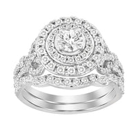 Thumbnail for LADIES BRIDAL RING SET 1 1/2 CT ROUND DIAMOND 14K WHITE GOLD