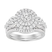 Thumbnail for LADIES BRIDAL RING SET 1 1/2 CT ROUND DIAMOND 14K WHITE GOLD
