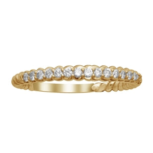 LADIES STACKABLE  BAND 1/4 CT ROUND DIAMOND 14K YELLOW GOLD