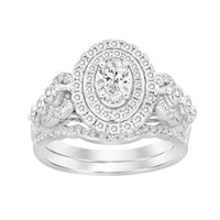 Thumbnail for LADIES BRIDAL RING SET 1 1/2 CT ROUND/OVAL DIAMOND 14K WHITE GOLD