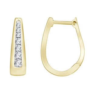 LADIES HOOPS 1/2 CT ROUND DIAMOND 10K YELLOW GOLD