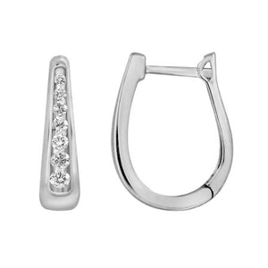 LADIES HOOPS 1 CT ROUND DIAMOND 10K WHITE GOLD