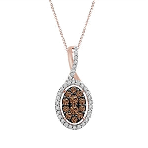LADIES PENDANT 1/2 CT CHOCOLATE/WHITE ROUND DIAMOND 10K ROSE GOLD (CHAIN NOT INCLUDED)