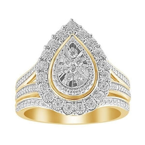 LADIES BRIDAL RING  SET 1/3 CT ROUND DIAMOND 10K YELLOW GOLD