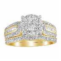 Thumbnail for LADIES BRIDAL RING  SET 1/3 CT ROUND/PRINCESS/BAGUETTE  DIAMOND YELLOW WHITE GOLD