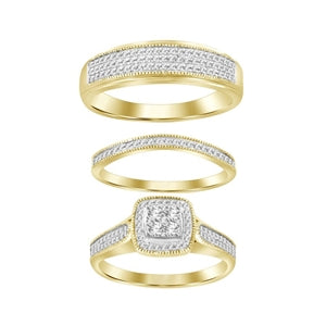 LADIES TRIO SET 1/2 CT ROUND DIAMOND 10K WHITE GOLD