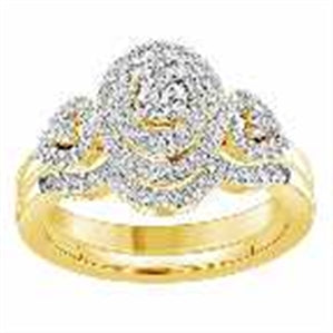 LADIES BRIDAL RING SET 3/4 CT ROUND DIAMOND 14K YELLOW GOLD