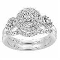 Thumbnail for LADIES BRIDAL RING SET 3/4 CT ROUND DIAMOND 14K WHITE GOLD