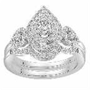 LADIES BRIDAL RING SET 3/4 CT ROUND DIAMOND 14K WHITE GOLD