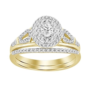LADIES BRIDAL RING SET 1/2 CT ROUND/OVAL DIAMOND 14K YELLOW GOLD
