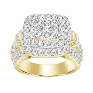 LADIES RING 3 CT ROUND/BAGUETTE DIAMOND 10K YELLOW GOLD