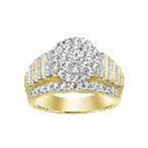 LADIES RING 1 1/2 CT ROUND/BAGUETTE DIAMOND 10K WHITE GOLD