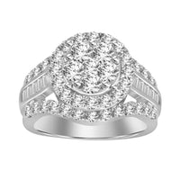 Thumbnail for LADIES RING 2 CT ROUND/BAGUETTE DIAMOND 10K WHITE GOLD
