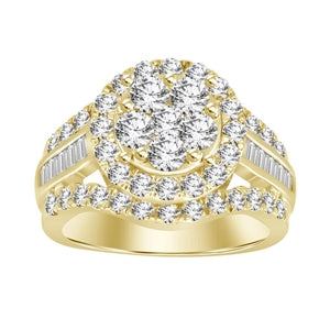 LADIES RING 2 CT ROUND/BAGUETTE DIAMOND 10K YELLOW GOLD
