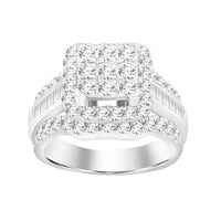 Thumbnail for LADIES RING 2 CT ROUND/BAGUETTE DIAMOND 10K WHITE GOLD