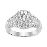Thumbnail for LADIES RING 1 CT ROUND/BAGUETTE DIAMOND 10K WHITE GOLD