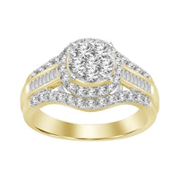 Thumbnail for LADIES RING 1 CT ROUND/BAGUETTE DIAMOND 10K YELLOW GOLD