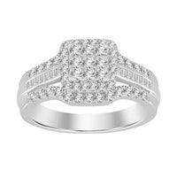 Thumbnail for LADIES RING 1 CT ROUND/BAGUETTE DIAMOND 10K WHITE GOLD
