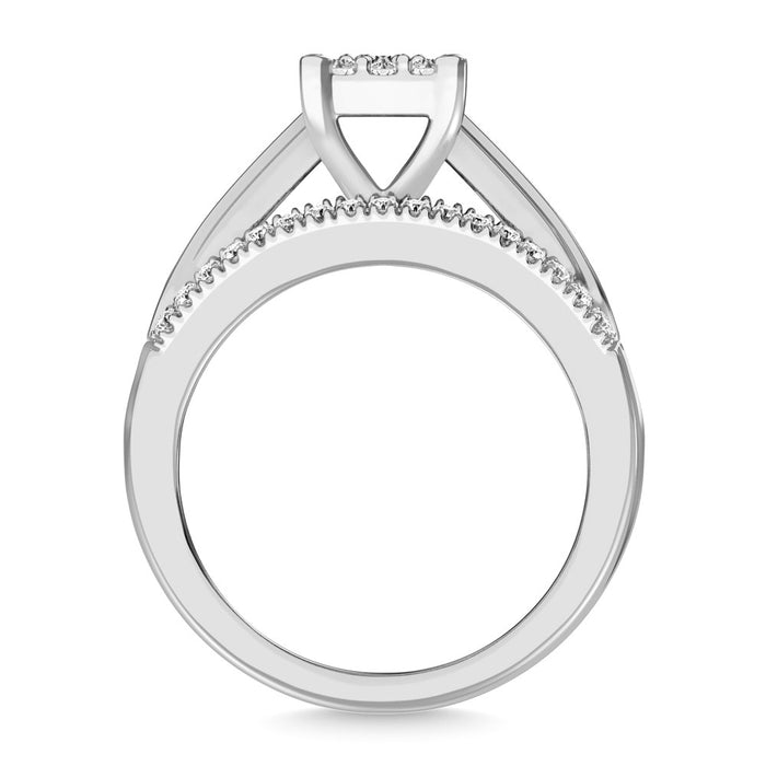 10K White Gold 1/2 Ct.Tw. Diamond Engagement Invisible Ring