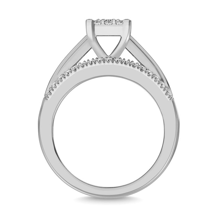 10K White Gold 1 Ct.Tw. Diamond Engagement Invisible Ring