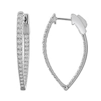 Thumbnail for LADIES HOOPS 1CT ROUND DIAMOND 10K WHITE GOLD
