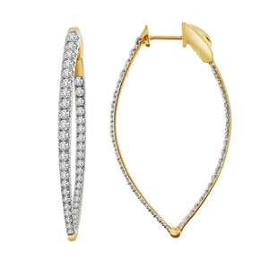 LADIES HOOPS 3CT ROUND DIAMOND 10K YELLOW GOLD