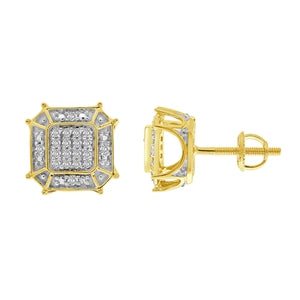 MEN'S EARRINGS 1/6 CT ROUND DIAMOND 10K YELLOW GOLD