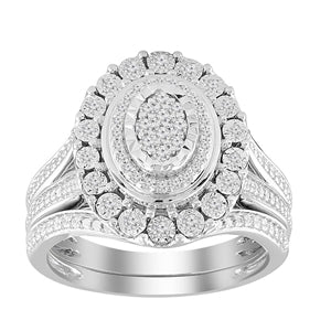 LADIES BRIDAL RING  SET 1/3 CT ROUND DIAMOND 10K WHITE GOLD