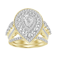 Thumbnail for LADIES BRIDAL RING SET 2 CT ROUND/PEAR DIAMOND 14KT YELLOW GOLD