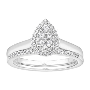 LADIES BRIDAL RING 1/3 CT ROUND DIAMOND 10K WHITE GOLD