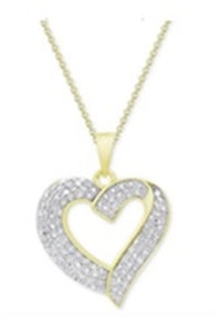 Thumbnail for LADIES HEART PENDANT 1/2 CT ROUND DIAMOND SILVER YELLOW PLATED (CHAIN NOT INCLUDED)