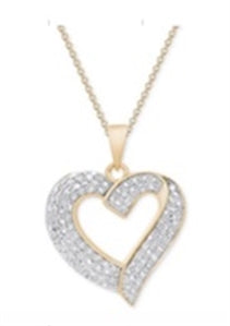 LADIES HEART PENDANT 1/2 CT ROUND DIAMOND SILVER ROSE PLATED (CHAIN NOT INCLUDED)