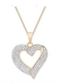 Thumbnail for LADIES HEART PENDANT 1/2 CT ROUND DIAMOND SILVER ROSE PLATED (CHAIN NOT INCLUDED)