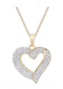 LADIES HEART PENDANT 1/2 CT ROUND DIAMOND SILVER ROSE PLATED (CHAIN NOT INCLUDED)