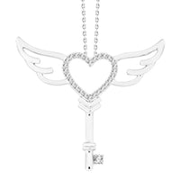Thumbnail for LADIES PENDANT 1/10 CT ROUND DIAMOND 10K WHITE GOLD (CHAIN  INCLUDED)