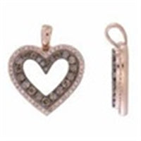 Thumbnail for LADIES PENDANT 1/4 CT WHITE/CHOCOLATE ROUND 10K ROSE GOLD (CHAIN NOT INCLUDED)