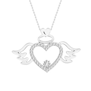 LADIES PENDANT 1/10 CT ROUND DIAMOND 10K WHITE GOLD