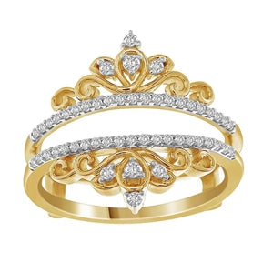 LADIES WRAP RING 1/4 CT ROUND DIAMOND 14K YELLOW GOLD