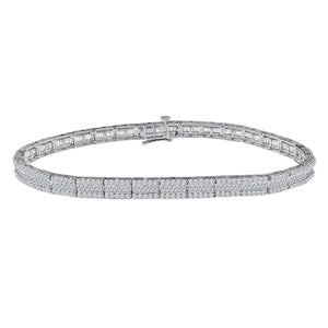 LADIES BRACELET 3 CT ROUND/BAGUETTE DIAMOND 10K WHITE GOLD