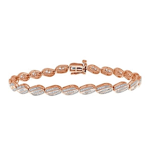 LADIES BRACELET 1 CT ROUND/BAGUETTE DIAMOND 10K ROSE GOLD