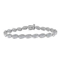 Thumbnail for LADIES BRACELET 1 CT ROUND/BAGUETTE DIAMOND 10K WHITE GOLD