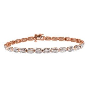 LADIES BRACELET 1 CT ROUND/BAGUETTE DIAMOND 10K ROSE GOLD