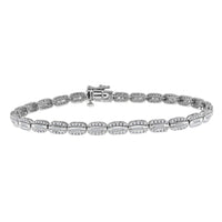Thumbnail for LADIES BRACELET 1 CT ROUND/BAGUETTE DIAMOND 10K WHITE GOLD