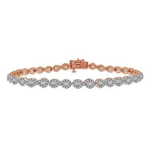 LADIES BRACELET 1 CT ROUND/BAGUETTE DIAMOND 10K ROSE GOLD