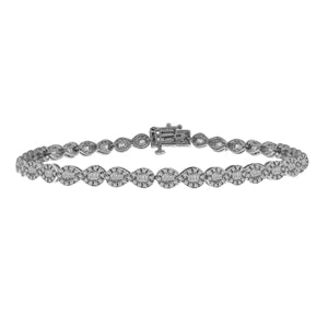 LADIES BRACELET 1 CT ROUND/BAGUETTE DIAMOND 10K WHITE GOLD
